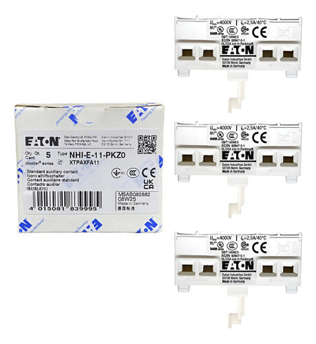 3x Bloco Contato Auxiliar Frontal 1na1nf Nhi-e-11-pkz0 Eaton Não Informado