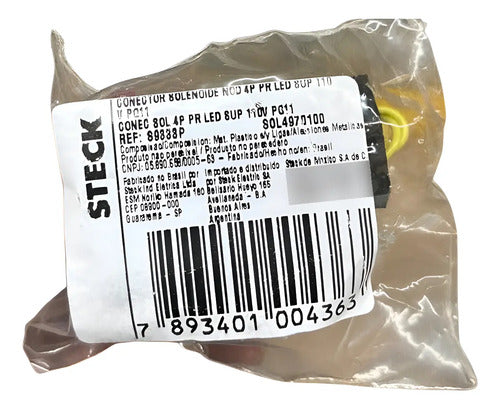Conector Solenoide 4p Pr Led 110v Pg11 S9333p Steck Preto