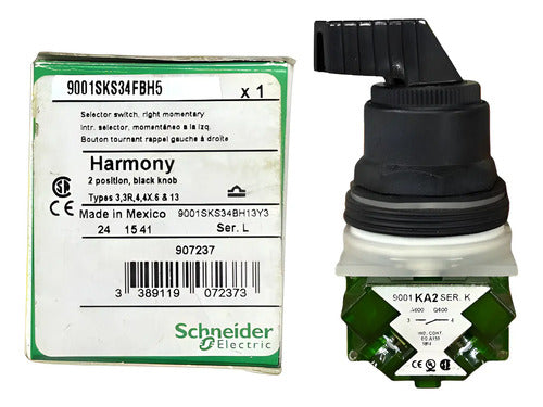 Comutador 30mm 2 Posições 1na 9001ks34fbh5 Schneider Metálico/ Verde 1na