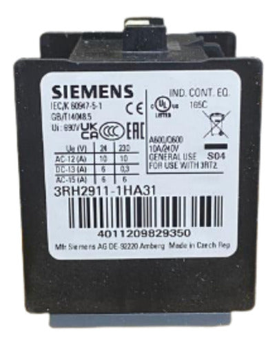 Bloco De Contato Auxiliar 3na+1nf 3rh2911-1ha31 Siemens -