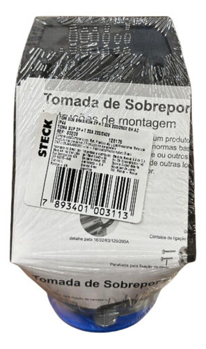 Tomada S3206 32a 2p+t 220/240v 6h Azul Ip44 Steck Azul
