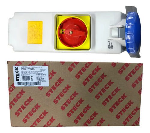 Tomada Sobrepor 3p+t 63a 200/250v 9h Az Bq S4509b Steck Azul