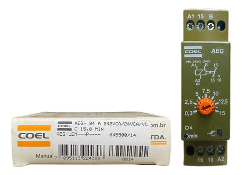 Rele Tempo Aeg 15min 94/242vca/24vca/vcc Coel 242vca