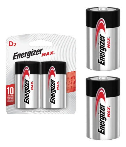 Kit Com 2 Unidades: Pilha Energizer Max D Alcalina Grande