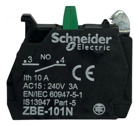 Kit Com 4 Peças: Bloco De Contato 1na Zbe101n Schneider Preto C/ Verde 1na