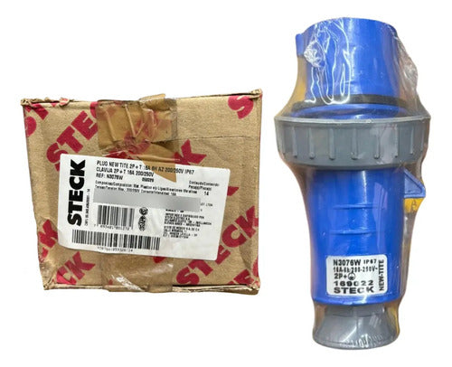 Plug N3076w 16a 2p+t 220/240v 6h Azul Steck 200/250v