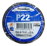 20 Metros Fita Isolante P22 Antichama Pt 19mm Prysmian Preto Lisa