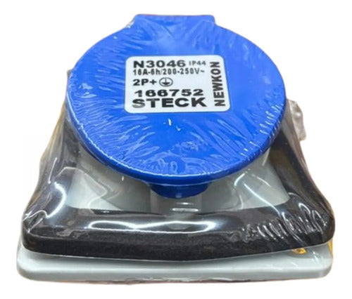 Kit Com 2: Tomada N3046 16a 2p+t 220/240v 6h Azul Steck Azul