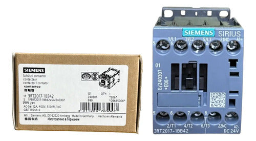 Contator 3rt2017-1bb42 24vcc 1nf 12a Siemens 24vcc