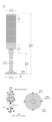 Coluna Luminosa Xvgb4sh 4 Cores Vm/vd/am/az Sonoro Schneider Vm-vd-am-az 24v