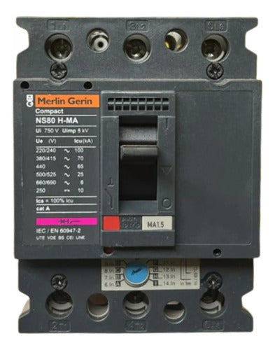 Disjuntor Tripolar 1,5a Ns80h-ma1,5 28106 Merlin Gerin