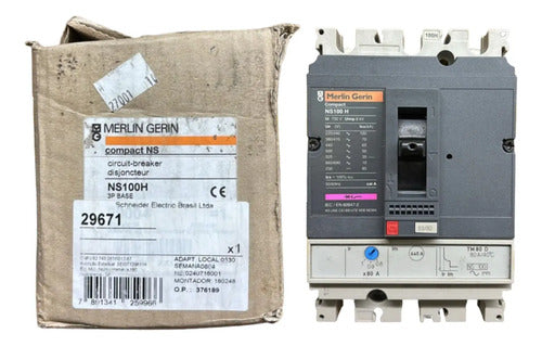 Disjuntor Tripolar 80a Ns100h-tm80d 29671 Merlin Gerin