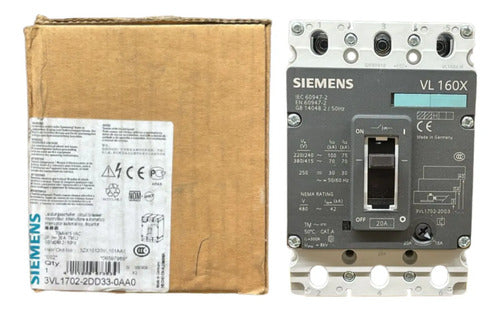 Disjuntor Tripolar 20a 3vl1702-2dd33-0a00 Siemens