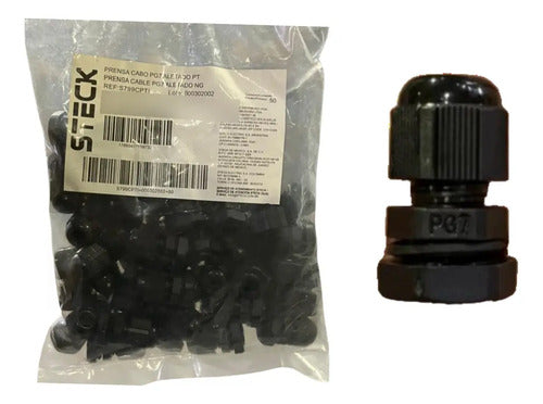 Kit Com 50 Peças: Prensa Cabo S799cpti Preto Pg7 Steck