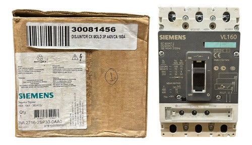 Disjuntor Tripolar 160a 3vl2716-2sp33-0aa0 Siemens