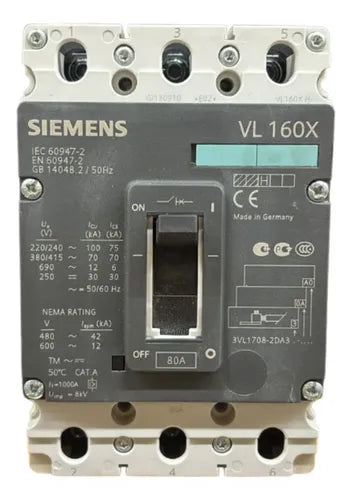 Disjuntor Tripolar 80a 3vl1708-2da33-0aa0 Siemens