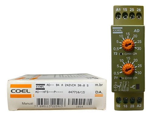 Rele Tempo Ad 30s Ad-hfs 94/242vca Coel 242vca
