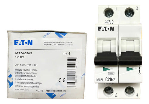 Disjuntor Bipolar Bfaz4-c20/2 20a Eaton -