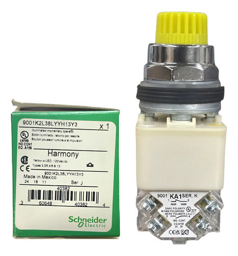 Botão 30mm Metálico 1naf Amarelo 9001k2l38lyyh13 Schneider Amarelo -