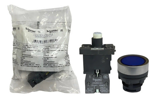 Kit Com 2: Botão Luminoso 1na 220/230vac Xa2ew36m1 Schneider Azul 220vca