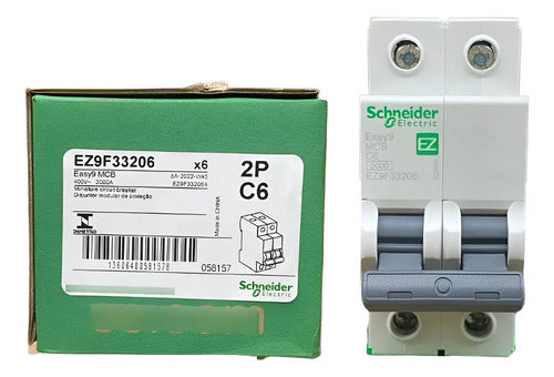 Disjuntor Easy9 2p 6a 3ka 400vca Ez9f33206 Schneider