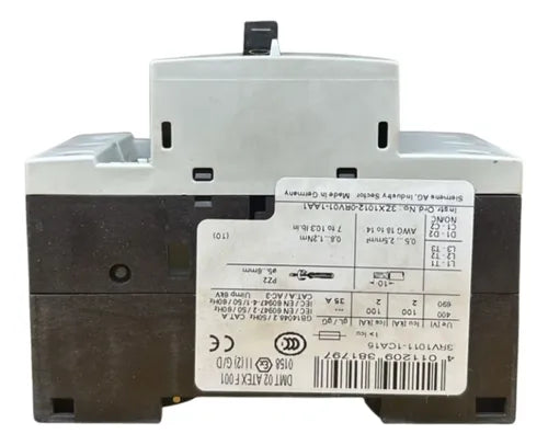 Disjuntor Motor 3rv1011-1ca15 1,8-2,5a Siemens Não Informado 50/60hz