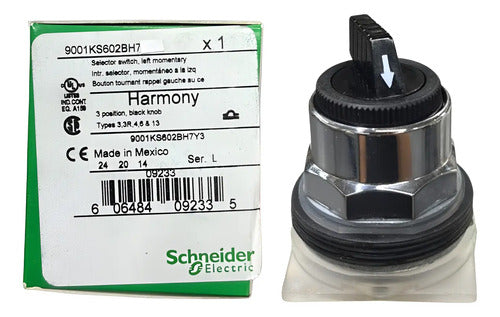 Comutador 30mm 2a 3 Posições 9001ks602bh7 Schneider Preto 2na