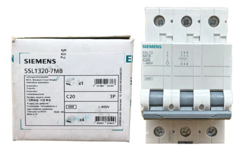 Disjuntor Tripolar 20a Curva C 5sl1320-7mb Siemens
