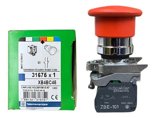 Botão 22mm Retorno Por Mola 1naf Vm Xb4bc45 Telemecanique Vermelho 0