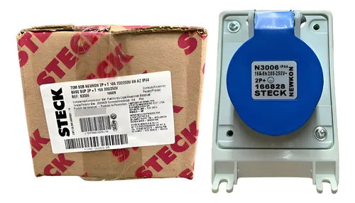 Kit Com 2 Peças: Tomada N3006 16a 2p+t 200/250v Azul Steck