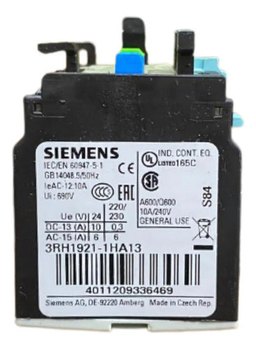 Bloco De Contato Auxiliar 1na+3nf 3rh1921-1ha13 Siemens