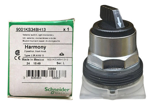 Comutador 30mm Metálico 2 Posições 9001ks34bh13 Schneider Preto 1naf