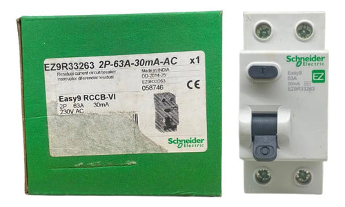 Interruptor Diferencial Idr 2p 63a 30ma Ez9r33263 Schneider