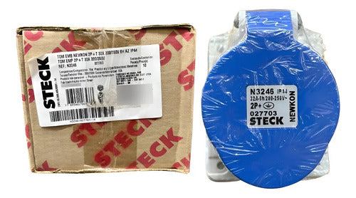 Kit Com 2: Tomada N3246 Emb 32a 2p+t 200/250v Azul Steck Azul