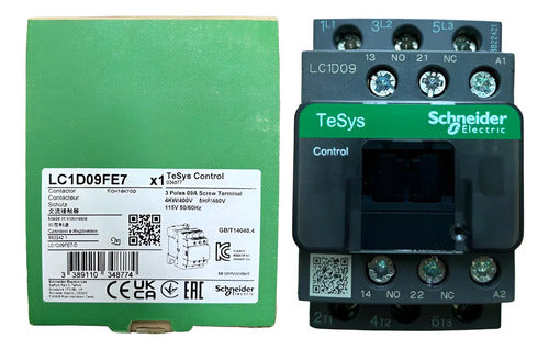 Contator Tripolar 9a 1na+1nf 115vca Lc1d09fe7 Schneider 115v