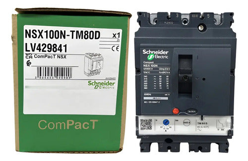 Disjuntor Tripolar 80a Nsx100n-tm80d Lv429841 Schneider