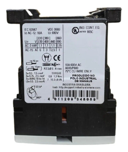 Contator Auxiliar 3rh1122-1ak60 120v 2na+2nf Siemens 127v