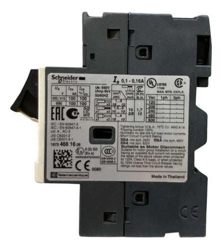 Disjuntor Motor Termomagnético Gv2me01 0,1-0,16a Schneider 690v 50/60hz