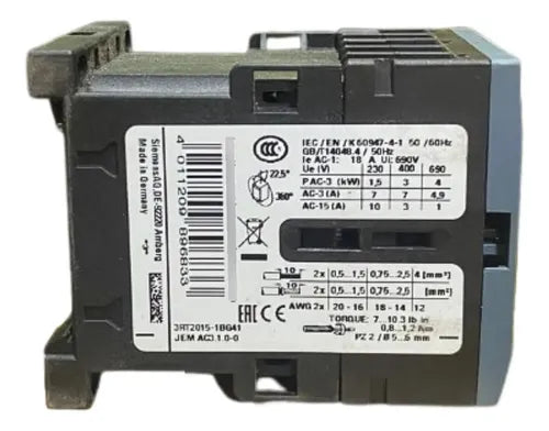 Contator Tripolar 7a 125vcc 1na 3rt2015-1bg41 Siemens 125vcc