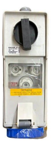 Tomada Ss4009dz 3p+t 16a 200/250v Azul C/ Bloqueio Steck Azul