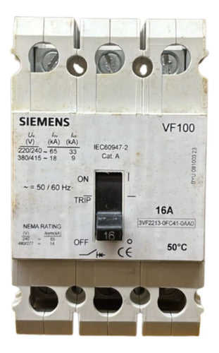 Disjuntor Tripolar 3vf2213-0fc41-0aa0 16a Siemens