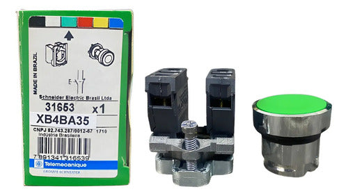 Botão Ø22mm Metálico Verde Na+nf Xb4ba35 Schneider Verde -