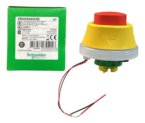 Cabeçote Botão De Parada De Emergência Zb5as84w3b Schneider Vermelho 24vca/cc