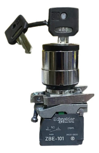 Chave Seletora Ø22mm 3 Pos Com Chave 2na Xb4bg33 Schneider Metal Cromado