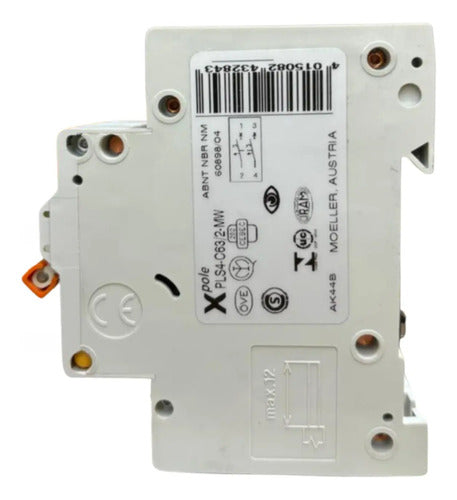 Disjuntor Bipolar 63a 4,5ka Curva C Pls4-c63/2-mw Moeller