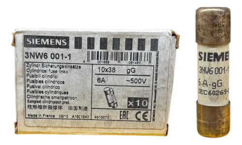 Kit Com 2 Fusivel Cilindrico 10x38mm 6a 3nw6001-1  Siemens 500v