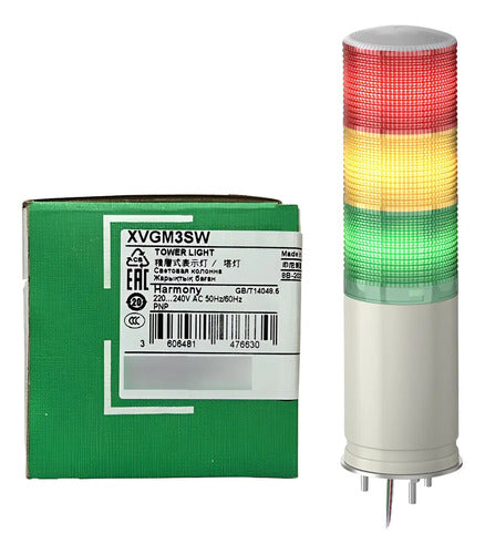 Coluna Luminosa Xvgm3sw Led Vm, Vd E Am 220v Schneider Vermelho Verde E Amarelo 220vca
