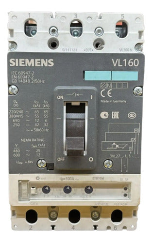 Disjuntor Tripolar 100a 3vl2710-1sp33-0aa0 Siemens