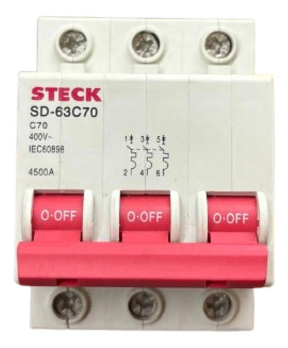 Disjuntor Tripolar Sd-63c70 70a Curva C Steck