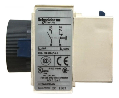 Bloco De Contato Aux Temporiza Ajuste 0,1-3s Ladr0 Schneider 690v